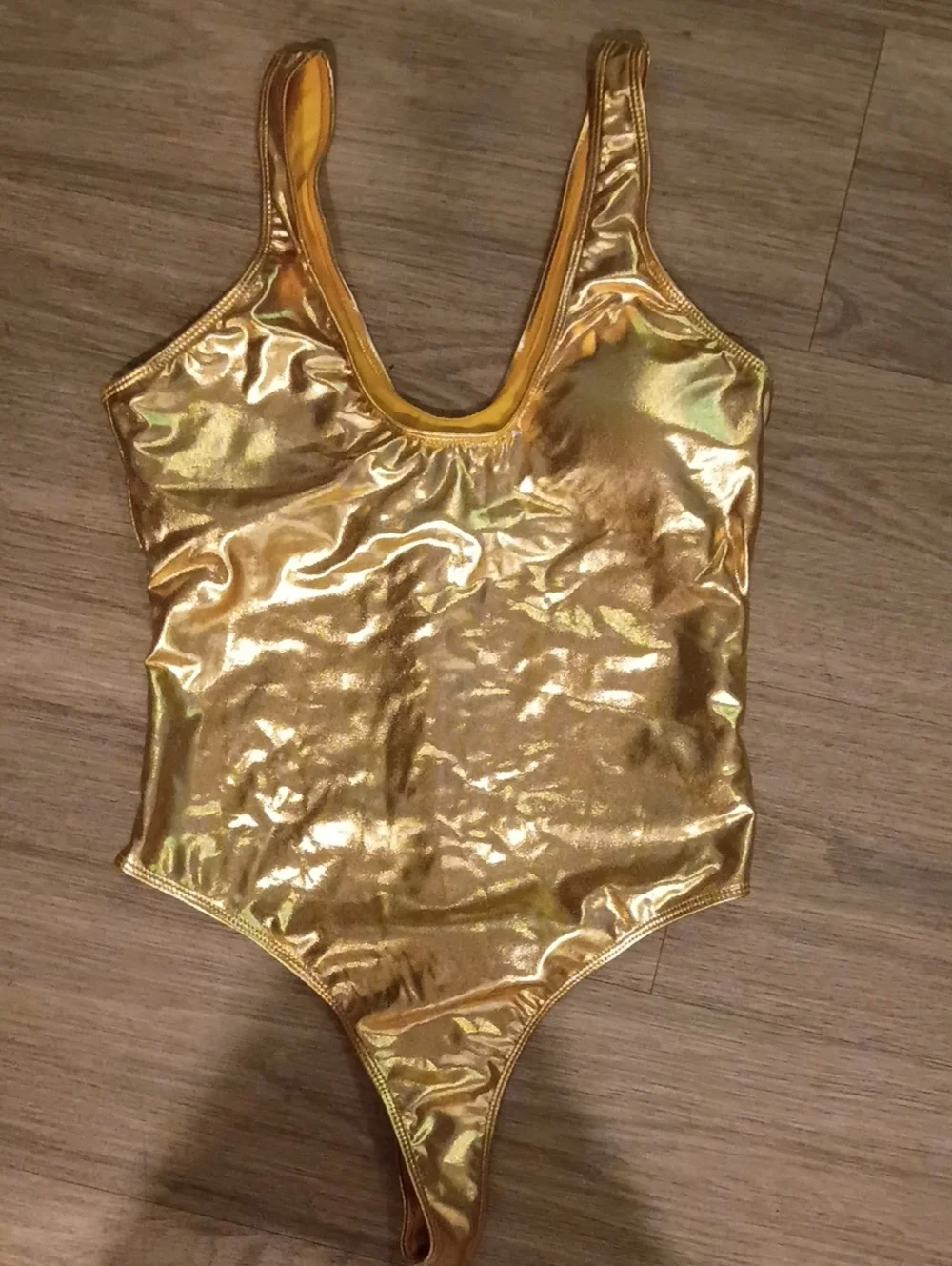 Girls Metallic Gold One-Piece Swimsuit